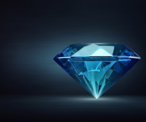 Blue diamond on a black background